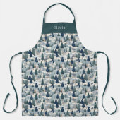 Cute Personalised Christmas Winter Pattern Apron. エプロン (正面)