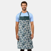 Cute Personalised Christmas Winter Pattern Apron. エプロン (着用した状態)