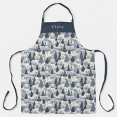 Cute Personalised Christmas Winter Pattern Apron. エプロン (正面)