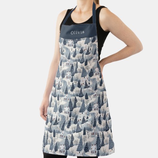 Cute Personalised Christmas Winter Pattern Apron. エプロン (インサイチュ)