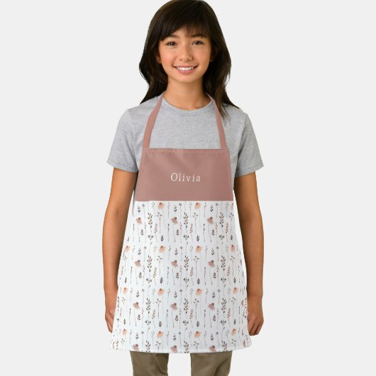 Cute Personalised Floral Botanical Pattern Apron エプロン (インサイチュ)