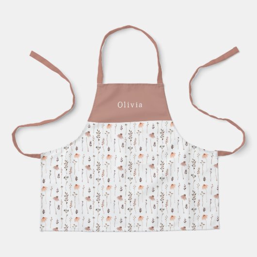 Cute Personalised Floral Botanical Pattern Apron エプロン (正面)