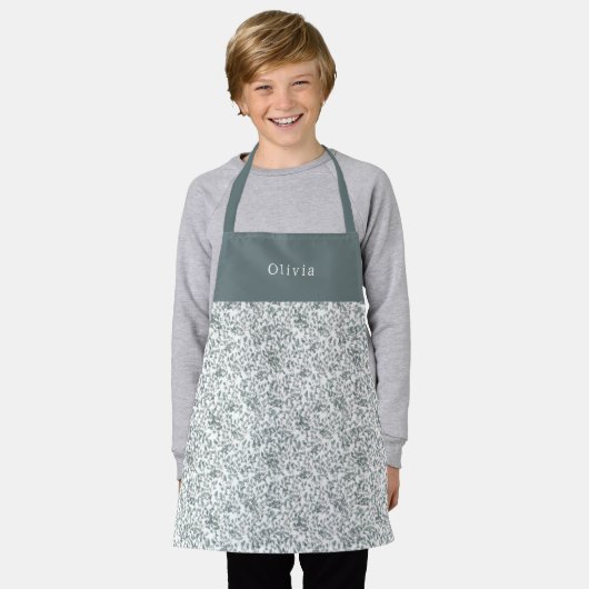 Cute Personalised Floral Botanical Pattern Apron エプロン (着用した状態)