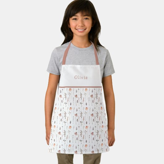 Cute Personalised Floral Botanical Pattern Apron エプロン (インサイチュ)