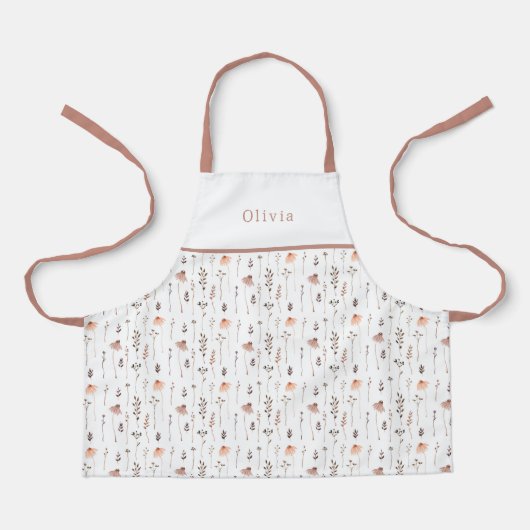 Cute Personalised Floral Botanical Pattern Apron エプロン (正面)