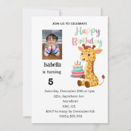 Cute Personalised Giraffe Birthday Party 招待状