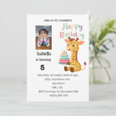Cute Personalised Giraffe Birthday Party 招待状 (スタンド正面)
