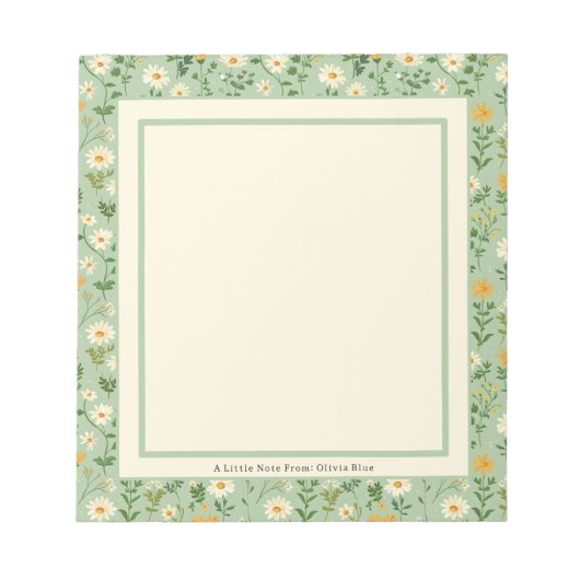 Cute Personalised Green Floral Botanical Note List ノートパッド (正面)