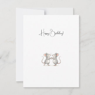 Cute Personalised Happy Birthday Mice. ノートカード