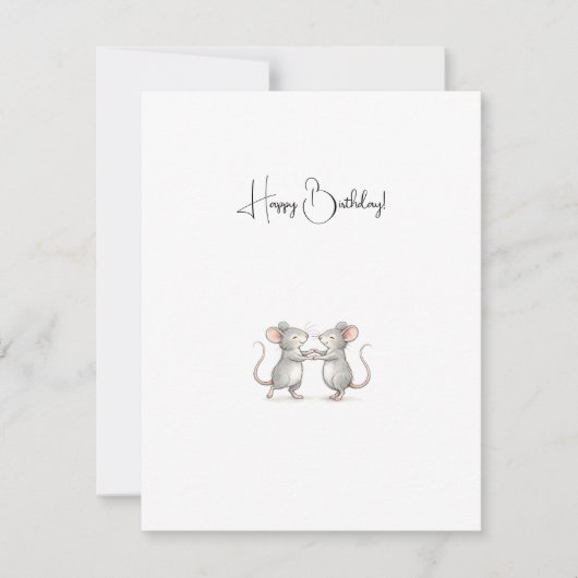Cute Personalised Happy Birthday Mice. ノートカード (正面)