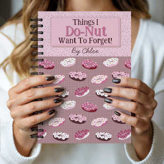 Cute Personalised Pink and Brown Donut Themed ノートブック