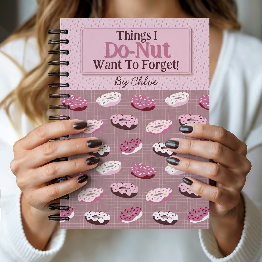 Cute Personalised Pink and Brown Donut Themed ノートブック