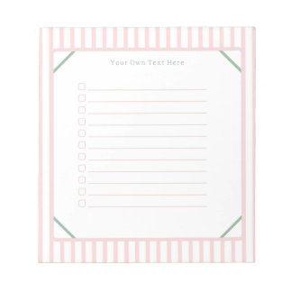 Cute Personalised Pink And Green Stripes Note List ノートパッド