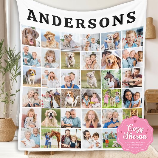 Cute Personalized 36 Photos Collage Birthday Gift シェルパブランケット