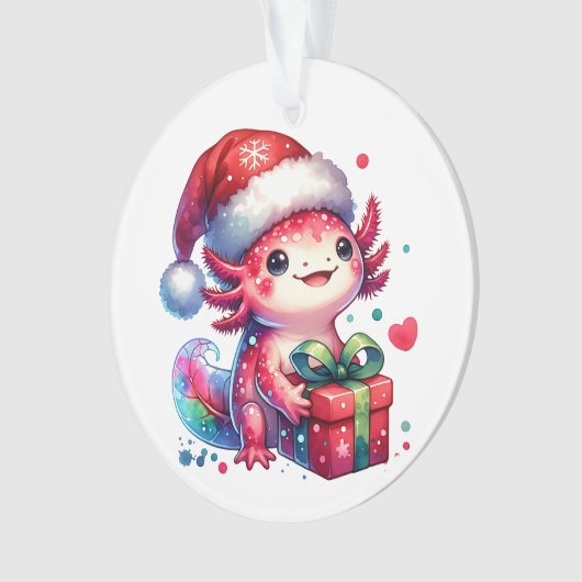 Cute Personalized Axolotl Christmas オーナメント (正面)