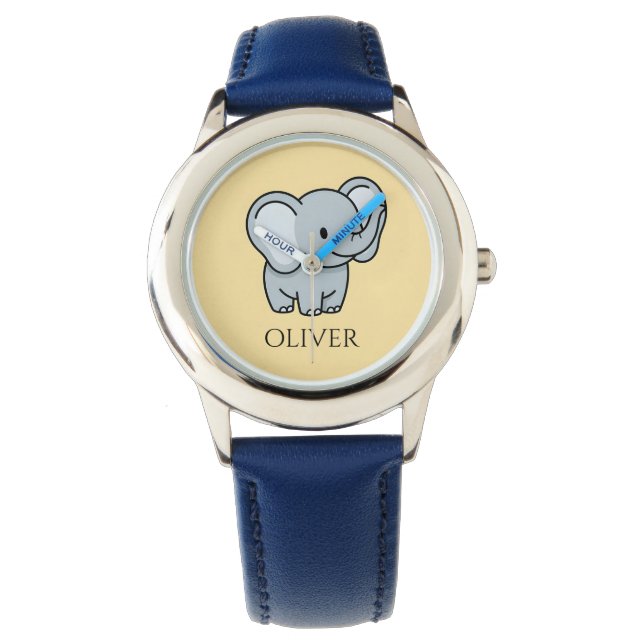 Cute Personalized Baby Elephant Kids Name  腕時計 (正面)