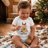 Cute Personalized Baby First Christmas Reindeer ベビーボディスーツ