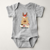 Cute Personalized Baby First Christmas Reindeer ベビーボディスーツ (正面)