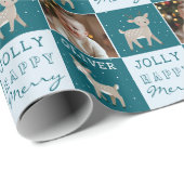 Cute Personalized Baby Photo Reindeer Christmas ラッピングペーパー (ロールコーナー)