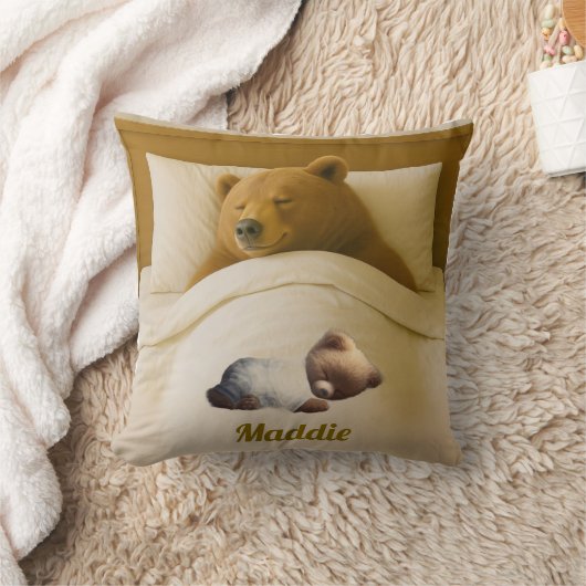 Cute Personalized Bear Throw Pillow クッション (ブランケット)