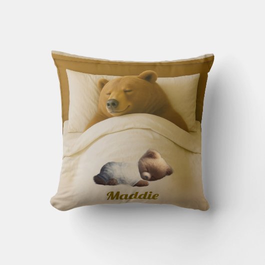 Cute Personalized Bear Throw Pillow クッション (正面)