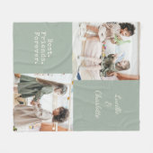 Cute Personalized BFF Two Photo Sage Best Friend フリースブランケット (正面(横))