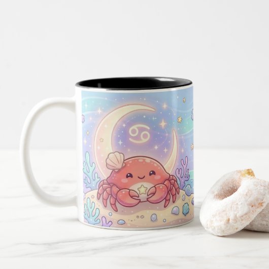 Cute Personalized Cancer Zodiac Mug ツートーンマグカップ (ドーナツ)