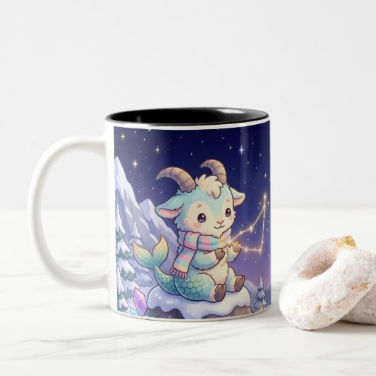 Cute Personalized Capricorn Zodiac Mug ツートーンマグカップ (ドーナツ)