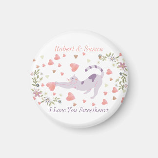 Cute Personalized Cat Love Valentine マグネット