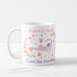 Cute Personalized Cat Valentine Giff コーヒーマグカップ