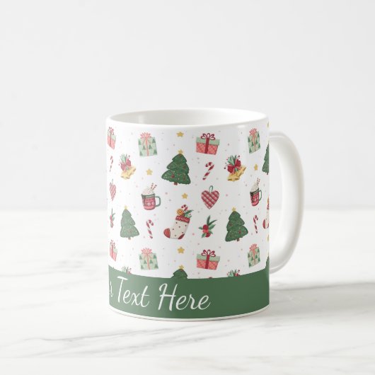 Cute Personalized Christmas Tree Mug コーヒーマグカップ (正面右)