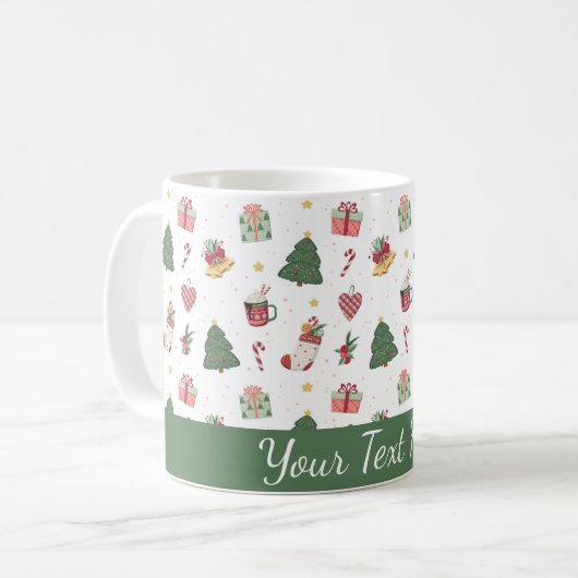 Cute Personalized Christmas Tree Mug コーヒーマグカップ (正面左)