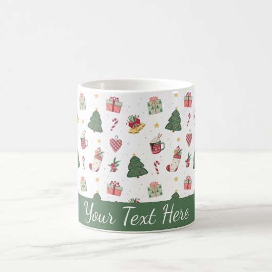 Cute Personalized Christmas Tree Mug コーヒーマグカップ (中央)