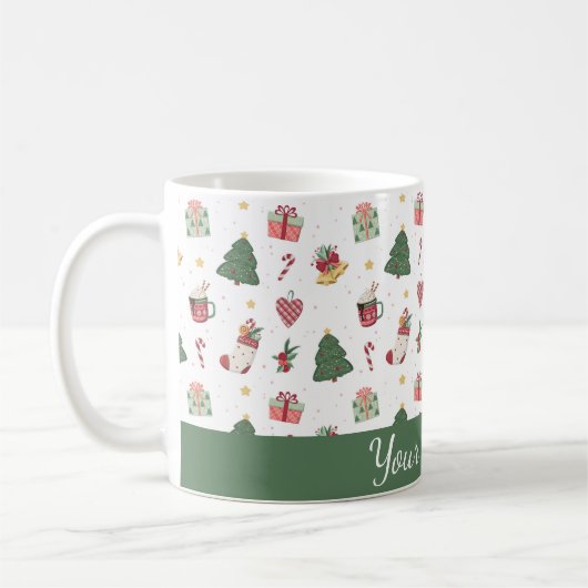 Cute Personalized Christmas Tree Mug コーヒーマグカップ (左)