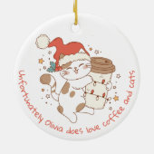 Cute Personalized Coffee and Cats セラミックオーナメント (裏面)