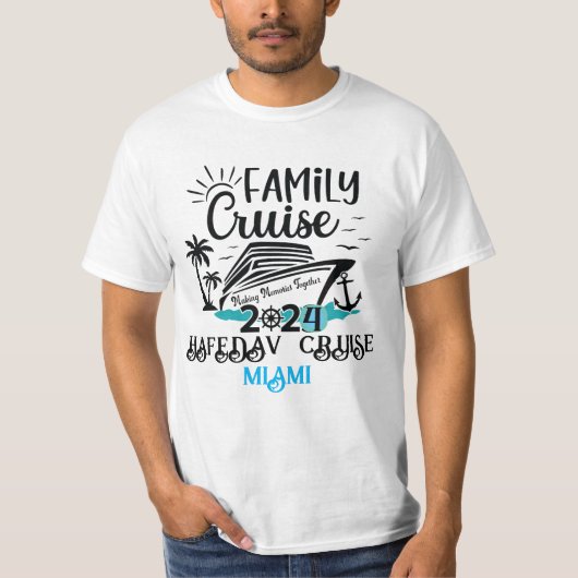 Cute Personalized Cruise Ship Family Trip Sunset T Tシャツ (正面)