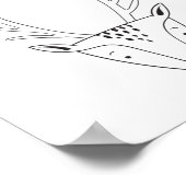 Cute Personalized Deer Black White Nursery Print ポスター (角)