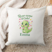 Cute Personalized Dinosaur Name Pillow クッション (ブランケット)