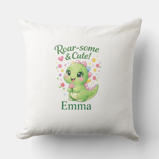 Cute Personalized Dinosaur Name Pillow クッション (正面)