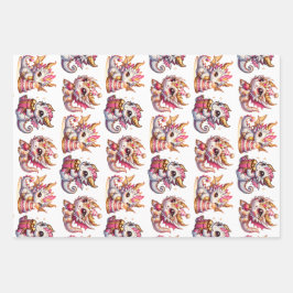 Cute Personalized Dragon Themed Birthday ラッピングペーパーシート