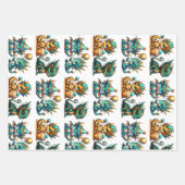 Cute Personalized Dragon Themed Birthday ラッピングペーパーシート (正面)