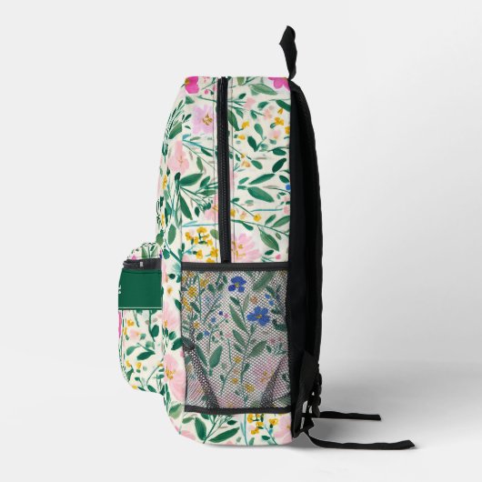 Cute Personalized Floral Backpack プリントバックパック (右)