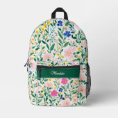 Cute Personalized Floral Backpack プリントバックパック (正面)