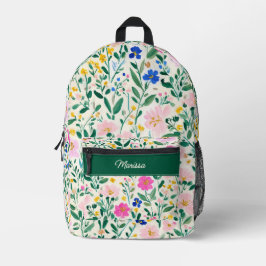 Cute Personalized Floral Backpack プリントバックパック
