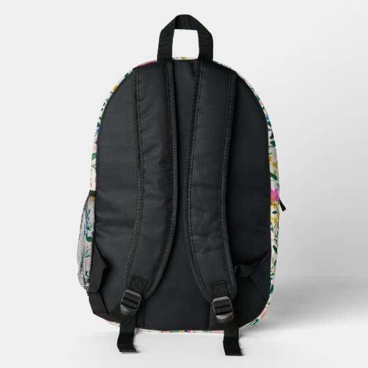 Cute Personalized Floral Backpack プリントバックパック (裏面)