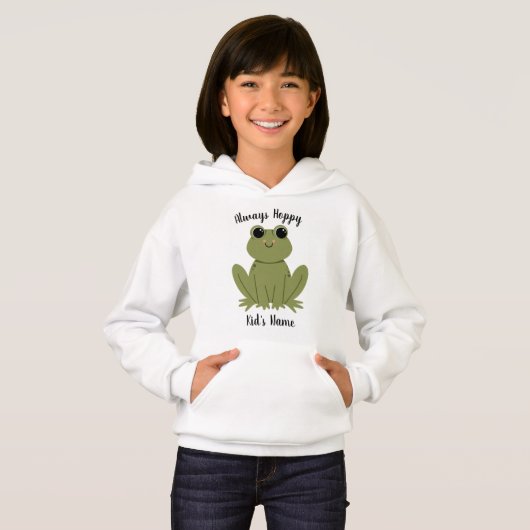 Cute Personalized Frog Always Hoppy Kids Name (正面フル)
