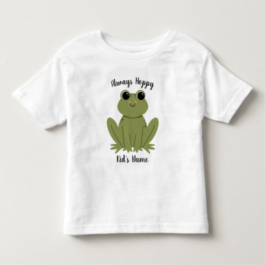 Cute Personalized Frog Always Hoppy Kids Name トドラーTシャツ (正面)