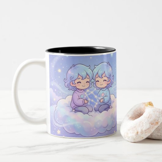 Cute Personalized Gemini Zodiac Mug ツートーンマグカップ (ドーナツ)