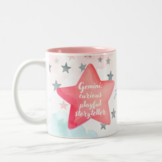 Cute Personalized Gemini Zodiac Sign Mug for Girl ツートーンマグカップ (左)