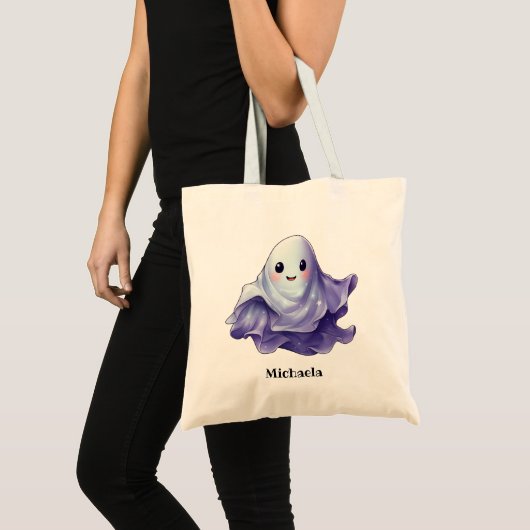 Cute Personalized Ghost Halloween トートバッグ (正面(商品))